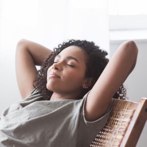 a woman relaxing at home