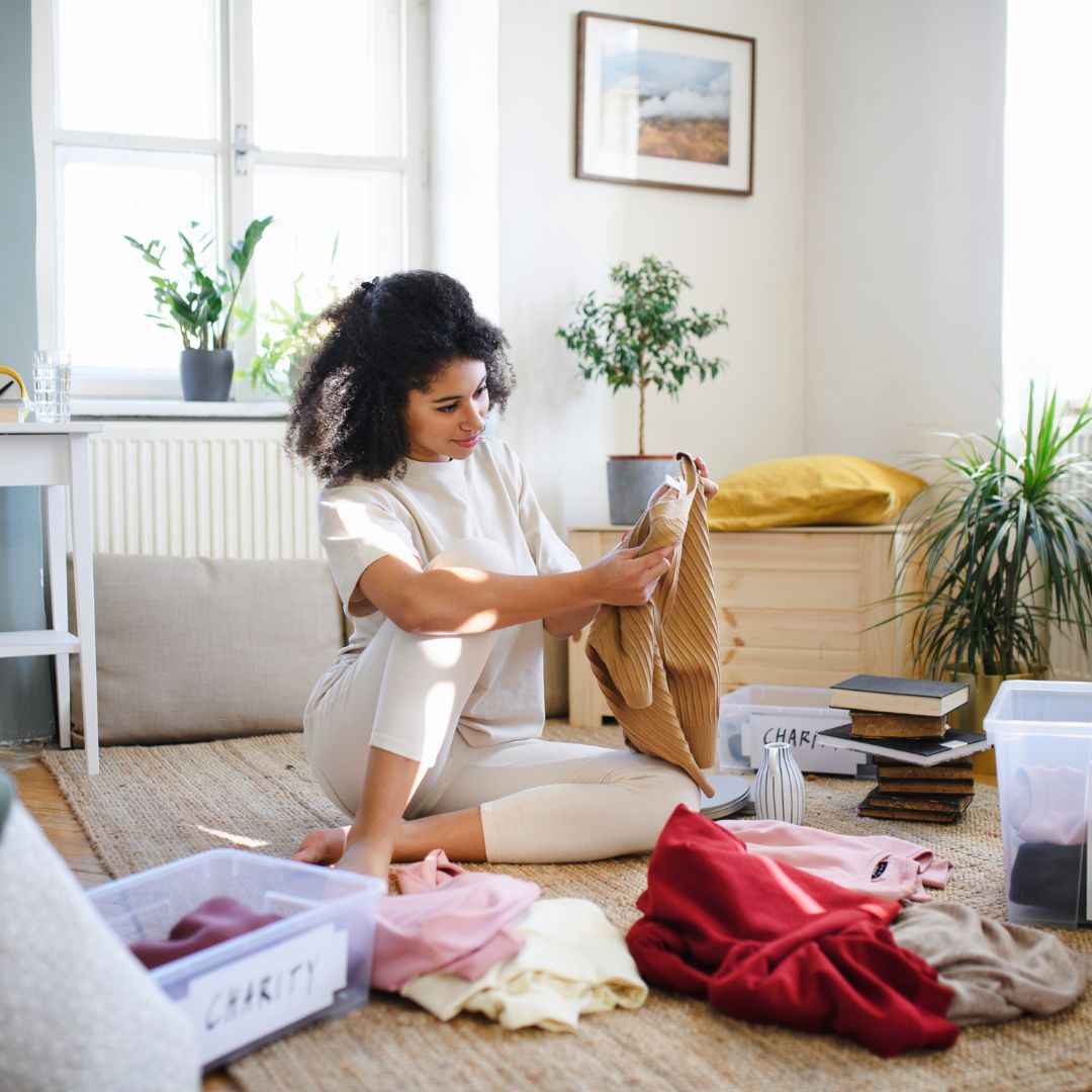 woman sorting clothes
