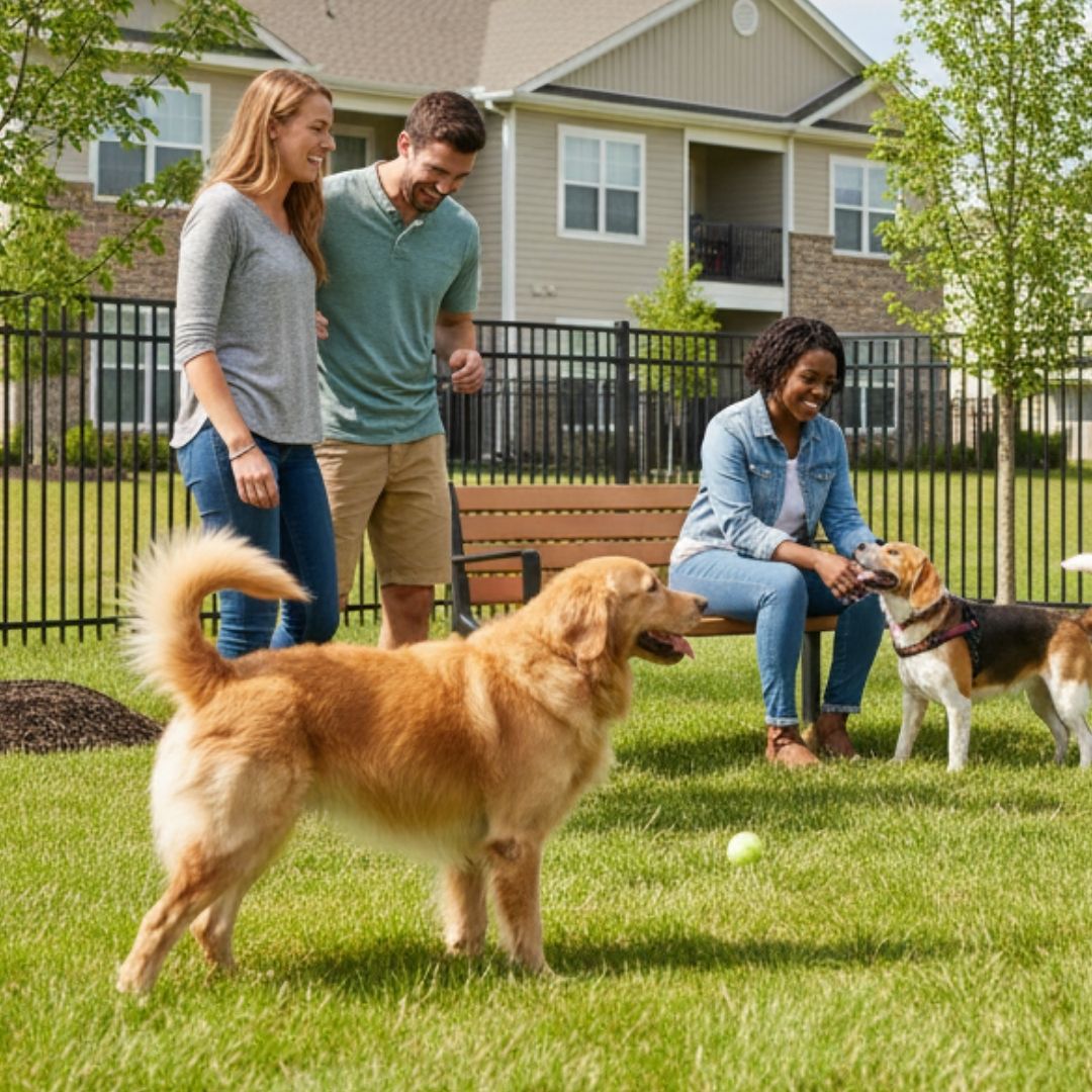 People playing with dogs