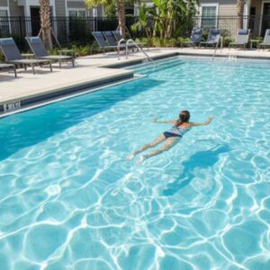 Woman swimming in pool